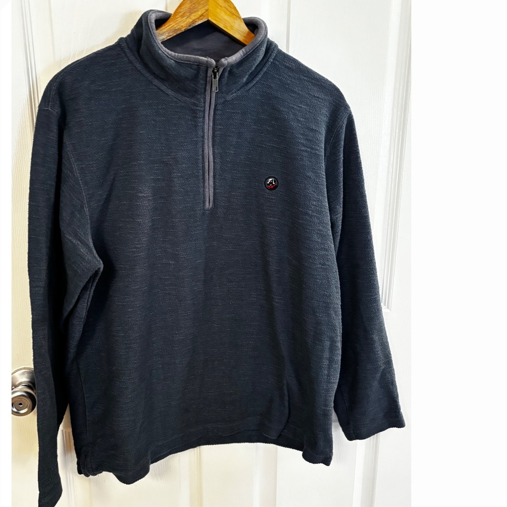 Southern Proper Mens Navy Blue Slub Knit Quarter Zip Pullover Sweatshirt Size M